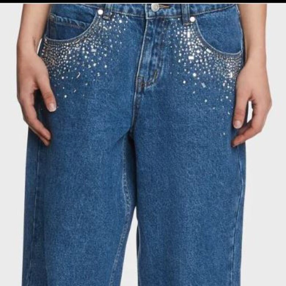 MILK IT - Blue Embellished Women Jeans (Size 14)